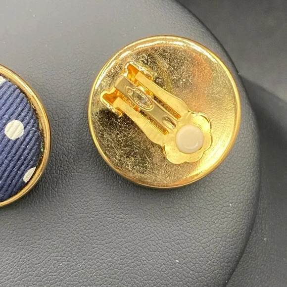 Pretty Woman Polo Navy and White Polka Dot Clip On Earrings Ellen Designs - Picture 5 of 12